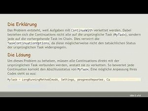 Behebung des Running Task-Status-Problems in C# Continuations