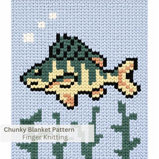 Perch Fish Chunky Blanket Pattern. Finger Knitting : Good Easy DIY Tutorial (PDF) - Etsy