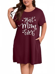 FEREMO Plus Size Nightgowns for Women Short Sleeve Sleepshirt Knee Length Sleepwear with Pockets