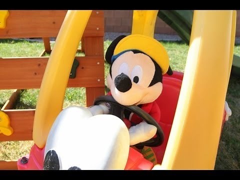 Mickey Mouse Driving Cozy Coupe Disney Mickey Mouse Crashing like Cookie Monster Driving