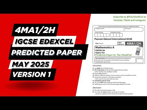 Predicted Paper IGCSE Edexcel Maths A | Higher Paper 2 4ma1/2h | May 2025 | Walkthrough
