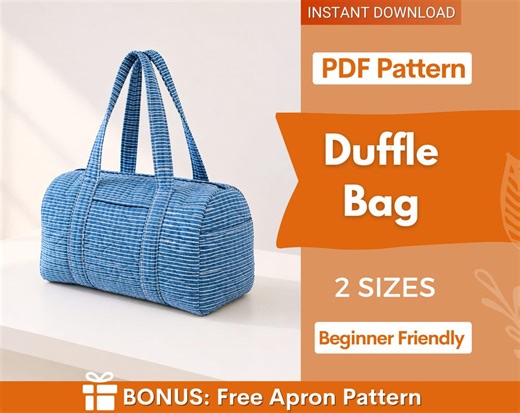 Duffle Bag Pattern | Bag Sewing Pattern | Beginner Pattern | Travel Bag Pattern | Large Bag Pattern | Beginner Bag Pattern
