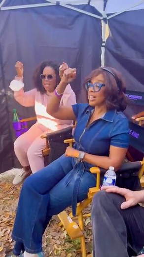 Now y’all know Gayle was not gonna miss visiting the set of The Color Purple. She was an extra in the original back in 1985 and she made sure to clear her schedule to come see this talented cast perform the title song for this new film. So make sure to bring your Gayle when you go watch the movie this weekend—you might break into a standing ovation like she did 💜 | Oprah Winfrey