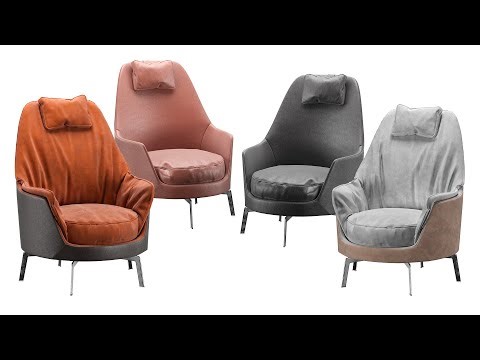 Modeling Armchair Flexform Blender, 3ds Max, Marvelous Designer, Corona Render