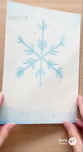 【15秒で完成】キラッと輝く雪の結晶｜水彩色鉛筆のやさしい冬アート