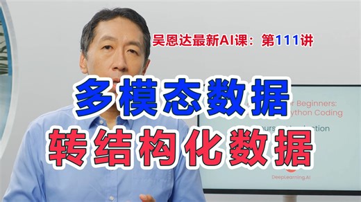吴恩达同步最新AI课，第111讲：由 Snowflake 的开发者倡导的多模态数据管道，把图像、音频、视频变成LLM可查的结构化文本