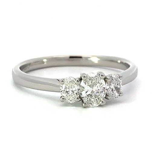 Beautiful Oval Diamond Trilogy Platinum Engagement Ring