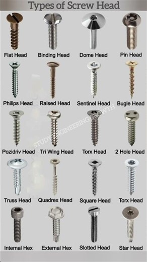 Types of Screw Head #shortvideo #mechanicalparts #engineering #studyengineering