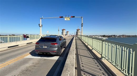 Draw bridge goes up in St Augustine Florida right after I walked across it into town | George Pilzer