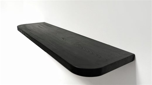 Ash Black Floating Shelf, Rounded Corners, Rustic Wood Shelves - Etsy