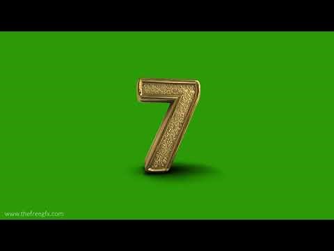 Golden ornamental Number 7 Green screen video