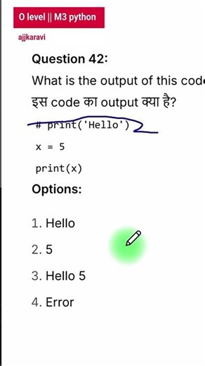 Short-4 Python M3 MCQs || O level Exam || Python Programming #olevel