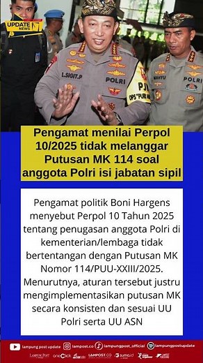 Habis Putusan MK 114, Terbitlah Perpol 10 Tahun 2025, Ini Kata Pengamat