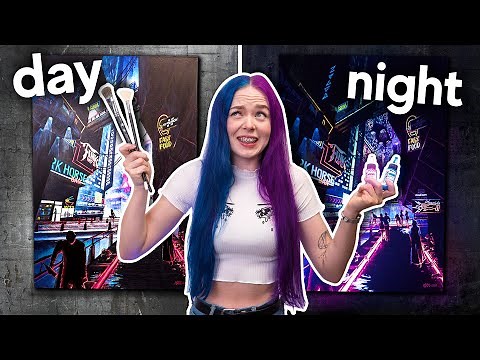 I Painted a FLUORESCENT Cyberpunk City!! (with UV-paint)