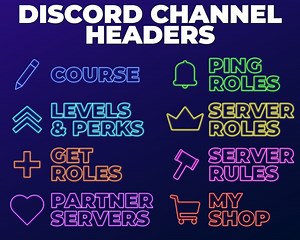 Neon Discord Channel Headers - Discord Channel Banners With Icons - Blue, Pink, Purple, Green, Yellow, Orange - Aesthetic Discord Server - Etsy