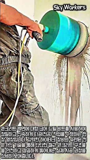 콘크리트 벽면 대형 코어 드릴 타공 작업 #worker #process #drilling #coredrill #construction