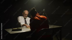 Zoom out from interrogation scene with cops