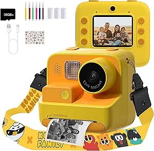 Mafiti Kids Camera Instant Print, 48MP Digital Camera Selfie 1080P Video with 32G TF Card, Toys Gifts for Girls Boys Aged 3-12 for Christmas/Birthday/Holiday (Orange)