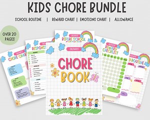 Editable Kids Chore Chart Bundle, Kids Daily Checklist, Emotion Chart, Responsibility Chart,allowance,reading Log, Behavior, Reward, Canva - Etsy