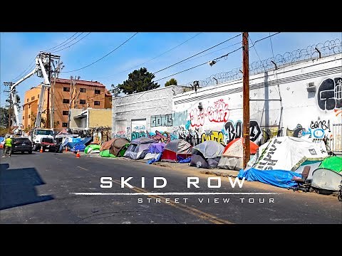 Driving Thru Skid Row in Los Angeles, California | 4K City Street View Tour
