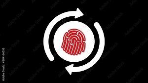 Fingerprint icon with rotation a animation on a black background.