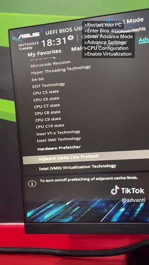Replying to @👑 ? Here’s how you enable virtualization in the bios!💚😀#bahain #advantibahrain #bahrain🇧🇭 #thatshowyoufixthat #pctips #pctutorial #pctricks #pchacks #Advanti