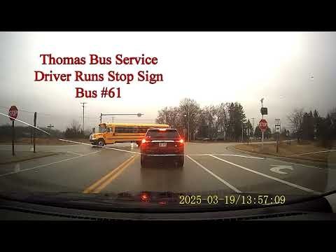 School Bus Runs Stop Sign Thomas Bus Service 61 runs a stop sign