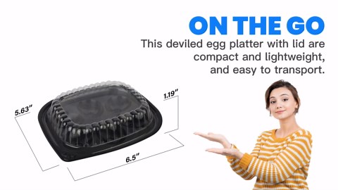 MT Products Clear Deviled Egg Containers Holds 6 Eggs 6.5" x 5.63" x 1.19" - Durable Egg Platter Tray (Pack of 12) - Made in the USA