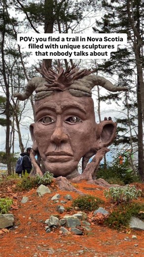 Jones & Princy | Nova Scotia + Beyond on Instagram: "Follow @roving.mapletales for more unique spots in Atlantic Canada 🇨🇦🦞 If you ever visit Nova Scotia and find yourself exploring the South Shore (Lunenburg, Carter Beach, etc), make a stop at Cosby Garden Centre which is only 1.5 hours from Halifax. There’s a little forest trail behind the garden centre filled with stunning concrete sculptures made by local artist Ivan Higgins. Its an easy trail well suited for kids and elderly, and the gar