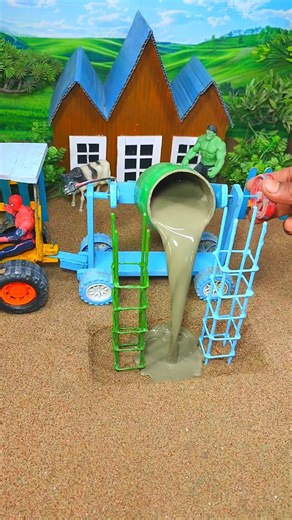 😱 Realistic Mini Cement Mixer Machine Pillar Making #shorts #youtubeshorts