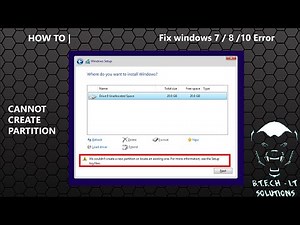 HOW TO | Fix windows 7 /8 /10 - Setup was unable to create a new system partition
