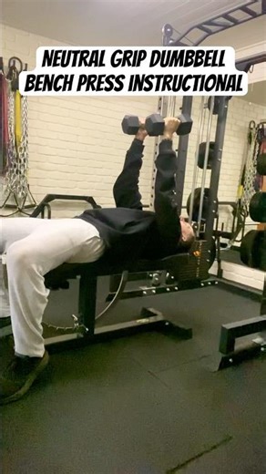 Neutral Grip Dumbbell Bench Press instructional.
