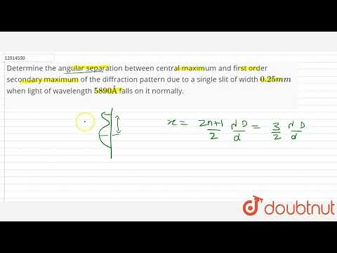Determine the angular separation between central maximum and first order