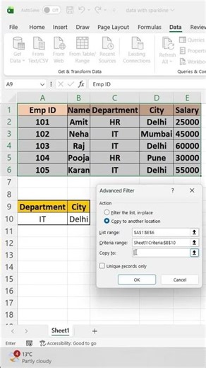 🔥Advanced Filter in Excel | Same Row AND, Different Row OR Explained #excel #dataextractor #data