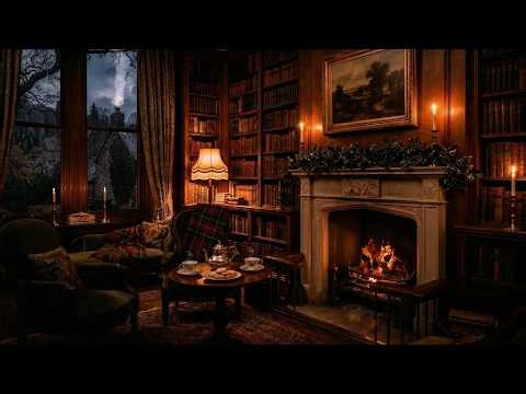 Rainy Evening at the Manor 🔥 Fireplace & Gentle Rain Sounds for Relaxation, Study & Sleep