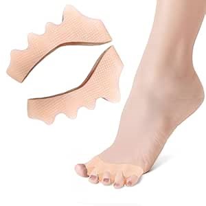 Toe Separators for Women and Men, yoga toes, Silicone Toe Spacers, Correct Toes Spreaders for Feet, Toe Separators for Overlapping Toes, Hammer Toe, Crooked Toes, Athletic (2 Count) -Beige