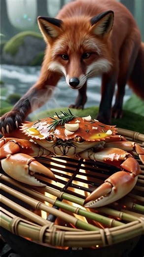 Little Fox Finds a Giant Crab After the Rain 🦀🌧️ | Cute AI Animation