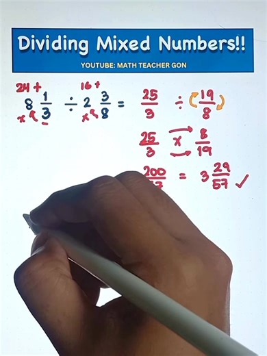 Dividing Mixed Number!! #mathchallenge #basicmath #fractions #teachergon #math #mathreview #mixednumbers | Ako si Teacher Gon