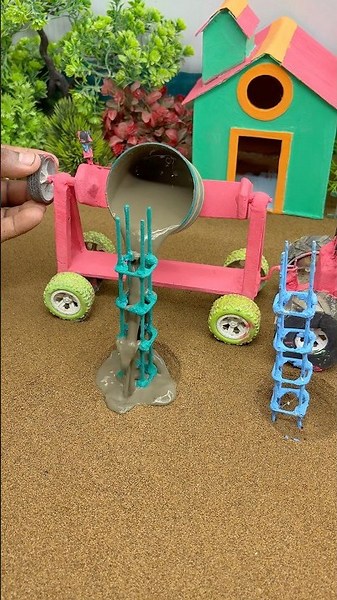 😱 Real Working Mini Tractor Making Cement Pillar | Amazing DIY Construction Machine 🚜#shorts