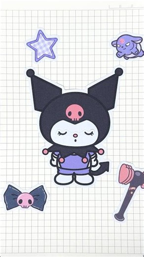 Kuromi Sticker Book DIY 💜😈 #asmr #papercraft #kuromi
