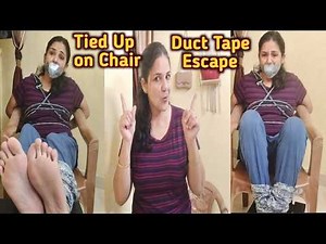 Tied Up On Chair with Ropes and Duct Tape Escape Challenge