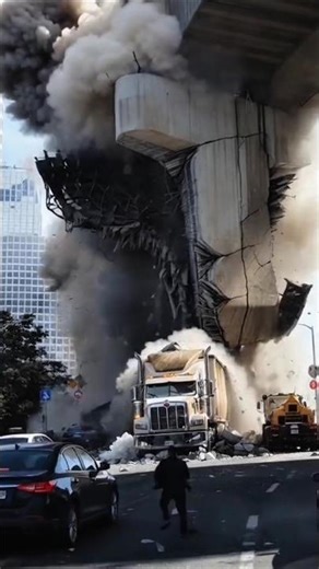 Bridge Collapse After Truck Impact! | Real Structural Failure Caught On Camera #fail #construction