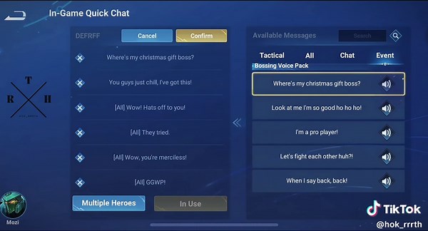 Customize Quick Chat in Honor of Kings Gameplay