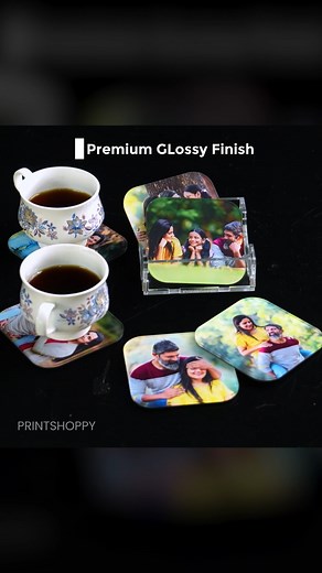 Ditch the boring coasters! ✨ Upgrade your coffee table with stunning, personalized acrylic coasters that are built to last. #giftideas #acryliccoasters #personalizedgifts | PrintShoppy