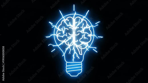 Bright blue light bulbs representing ideas brains electricity.