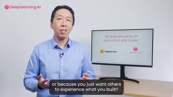 Exciting news! “Building Generative AI Applications with Gradio” our new short course made in collaboration with Hugging Face is now available! 🤗 This course will equip you with the skills to build user-friendly apps and demos, so you’ll get early feedback from users without needing them to know or run any code, which is a crucial aspect when testing your models. Share your apps with teammates, beta testers, and others on Hugging Face Spaces and save time when validating your project! Join toda