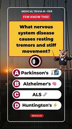 What nervous system disease causes resting tremors and stiff movement?