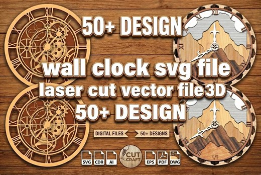 3D Wall Clock SVG Laser Cut File Multilayer Wood Vector Template - Etsy