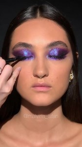 Galaxy Eyes Makeup Tutorial with Purple Shimmer | Malvina Isfan