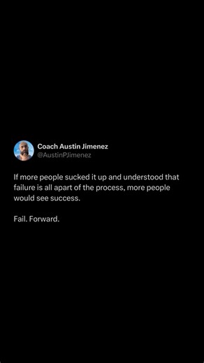 We can’t learn without failing, and we can’t grow without learning. Once you fail enough, grow enough, and learn enough you’ll be prepared to achieve success. It’s all a part of the process!💯 Want to achieve huge success through your fitness? DM me the word "COACH" to work 1:1! #ExecutiveHealth #PerformanceCoaching #FunctionalFitness #MindsetShift #FitnessMindset | Purpose Training Studio